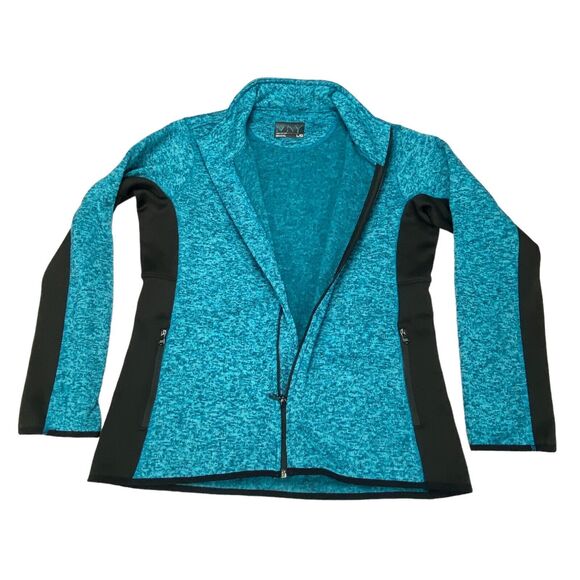Marc New York Jacket Women Large Turquoise Space Dye Fleece Long Sleeve Full Zip - Picture 10 of 11
